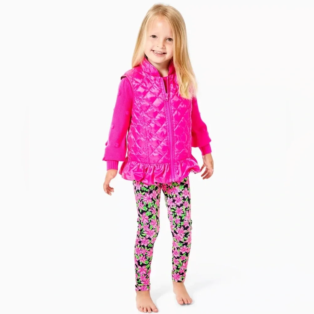 Lilly Pulitzer Girl's Pink & Floral Melanie Reversible Vest Size L 8-10 Ruffle